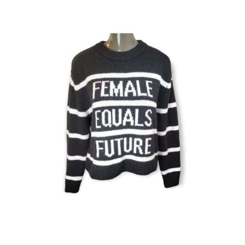 Divided By H&M Women's Black & White Crew Neck Long Sleeve Sweater Size Small